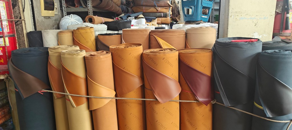 Leather in swathes available at the Peruvian footwear district