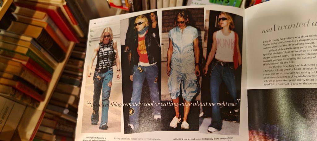 Shots of Madonna from the early 2000s wearing streetwear as well as the Nike Air Max Craze and Nike Air Rift