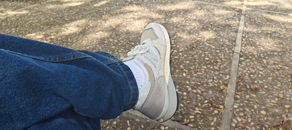 New Balance 475 brigton grey edition paired with jeans