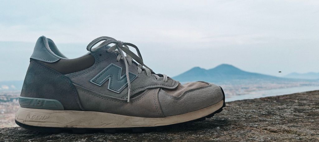 New Balance 475 with Napoli coastline as the backdrop