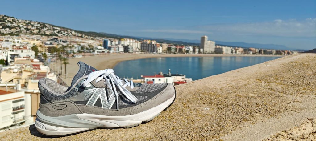 new balance 990v6 in spain peniscola in the background