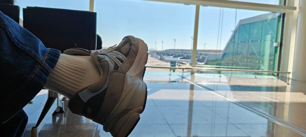 new balance v6 left foot shot at barcelona airport in may